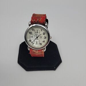 GG Quartz Watch w/ Embroidered Band Japan Retro Stainless New Battery